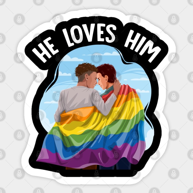 LGBT Gay Couple Pride Month  He Loves Him  Flag Sticker by Caskara